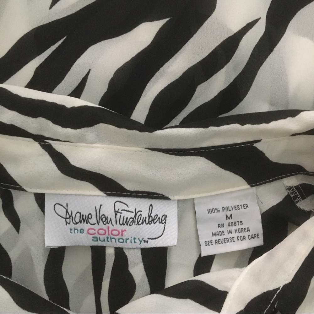 Diane Von Furstenberg Vintage Zebra Print Blouse Women’s Size Medium - Picture 4 of 5